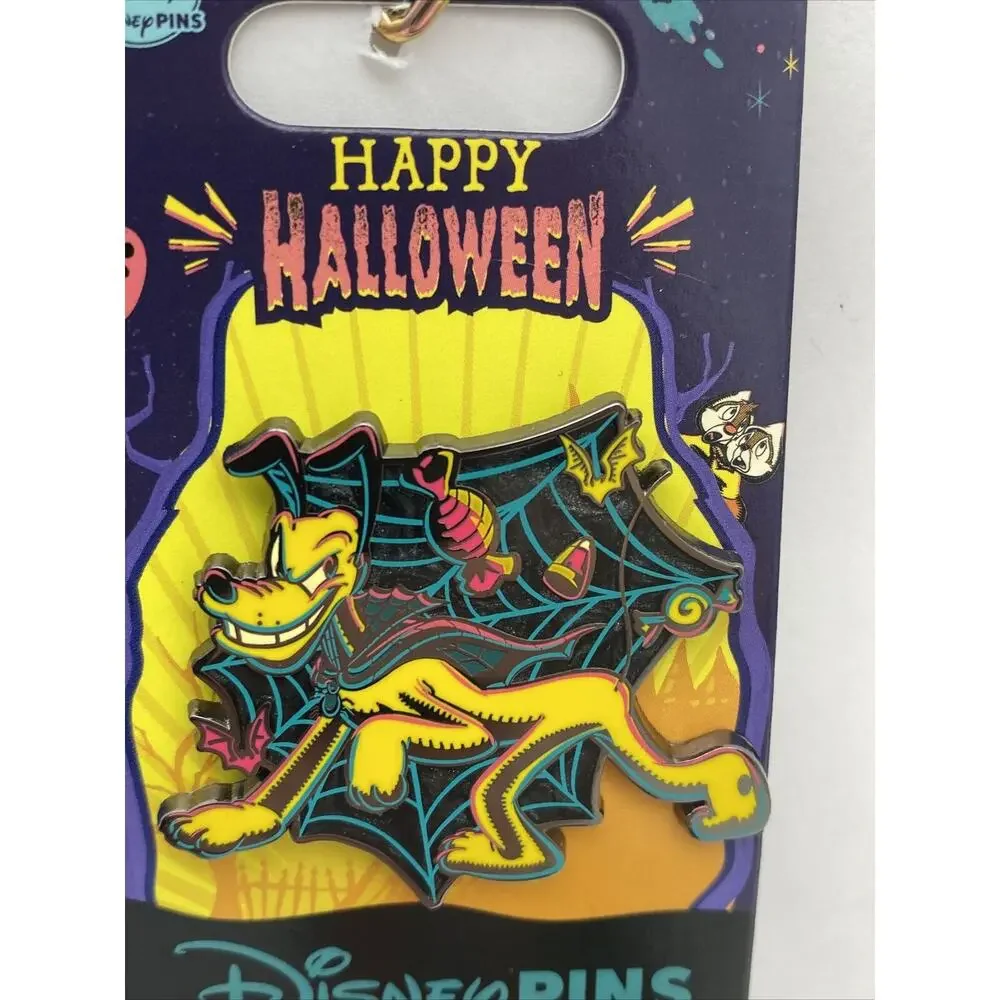 Disney Parks Pin Happy Halloween Bad Pluto with Spider Web Candy & Cape 2023